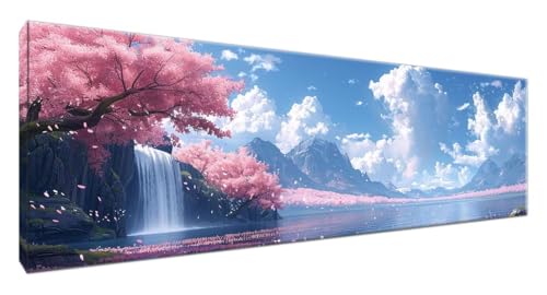 Diamond Painting Erwachsene Fallen, Diamond Painting Kirschblüten Full Drill Cross Stickerei Malerei Kits Groß XXL 120x40 cm DIY Diamant Malerei Kreativ Set für Erwachsene Anfänger, Zimmer Deko G2-899 von Yagagse