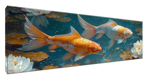 Diamond Painting Tier, Diamant Painting Bilder Koi 5D Full Drill Bastelset Erwachsene Anfänger DIY Strass Kristall Kunst Malerei, Erwachsene Stickerei Kreuzstich, Halloween Zimmer Deko 150x50G2-894 von Yagagse