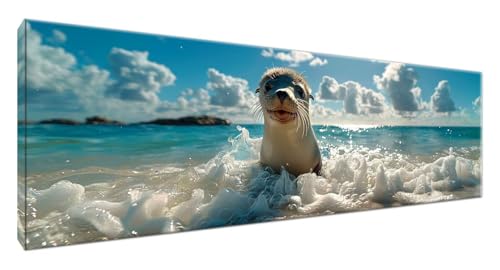 Diamond Painting Tier, Diamant Painting Bilder Seelöwe 5D Full Drill Bastelset Erwachsene Anfänger DIY Strass Kristall Kunst Malerei, Erwachsene Stickerei Kreuzstich, Deko Schlafzimmer 180x60cm G2-900 von Yagagse