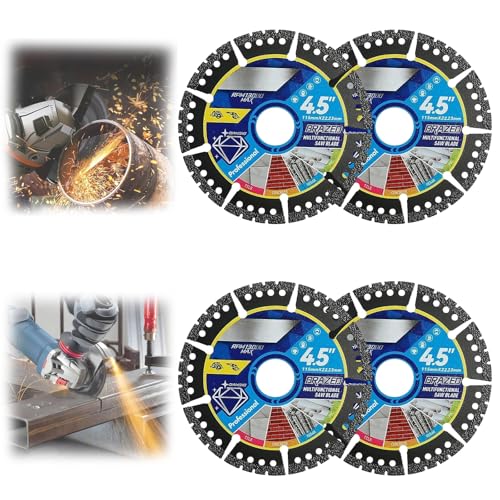 4/8 Diamant-Multifunktions-Sägeblätter für Marmor, Quarz, Stein, Fliesen, Metall, Kunststoff – Winkelschleifer-Sägeblätter, Ø 125 mm x 15 mm Glastrennscheibe, 22,23 mm Innenglastrennscheibe(4PCS) von Yagerod