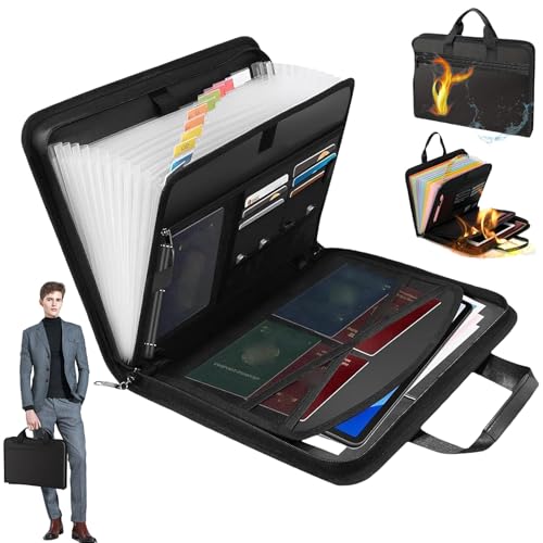 Rushclick Aktenordner, Rushclick Fächerordner, Expanding File Organizer with 13pocket, Fireproof Accordion Files Organizer with Zipper & Colored Tabs(1pcs) von Yagerod