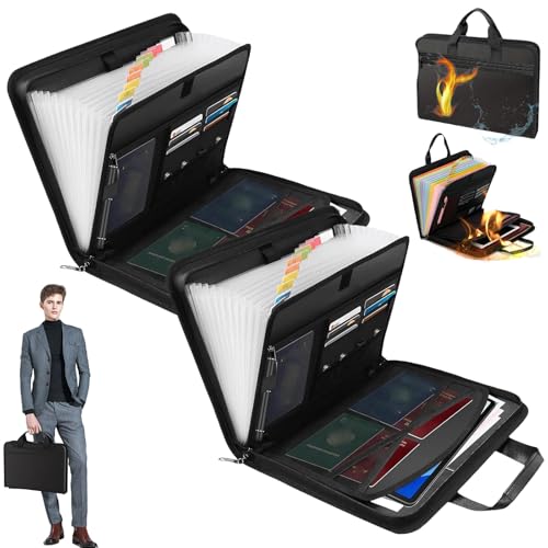 Rushclick Aktenordner, Rushclick Fächerordner, Expanding File Organizer with 13pocket, Fireproof Accordion Files Organizer with Zipper & Colored Tabs(2pcs) von Yagerod