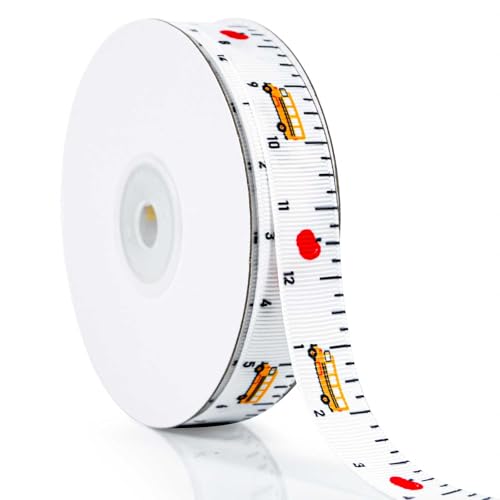 2 Rollen 20 Yards Schulband zum Basteln, 1,9 cm breit, Lehrerband für Geschenkverpackungen, Bleistiftlineal, Schulanfang, Dekorationen (Lineal) von Yahnwo