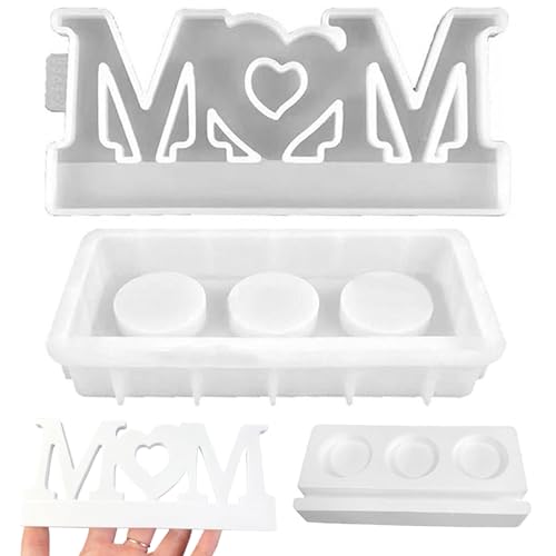 Mom Kerzenhalter Form, 2pcs/Set Nicht-Schicht-Silikonkerzenformen, dekorative Epoxidharzformen für Teelichthalter, DIY Muttertagsgeschenke für Thanksgiving von Yahunosu
