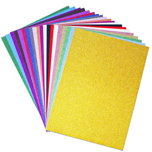 Glitzer-Karton, 20 Farben, A4, Glitzerpapier, 250 g/m², glitzernde glänzende Karten, Glitzer-Bastelpapier für Cricut, Basteln, Kartenherstellung, Scrapbooking, Weihnachten, Geburtstag, Hochzeit von Yajesy