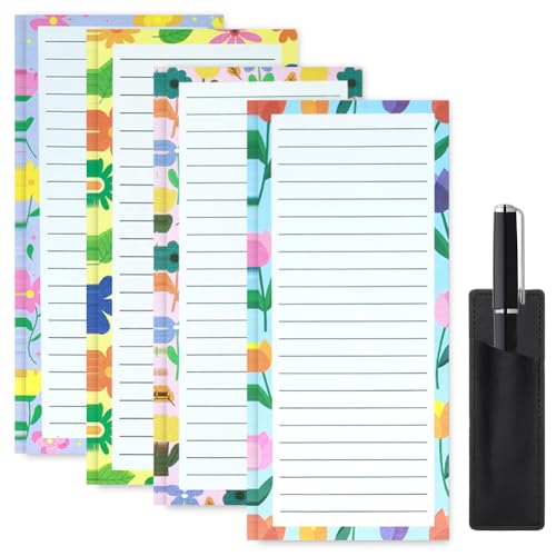 Yajesy Magnetischer Einkaufslistenblock für Kühlschrank, To-Do-Listenblock, insgesamt 200 Blatt, abreißbar, magnetischer Notizblock für Kühlschrank, 21 x 8,5 cm (Blumen-A) von Yajesy