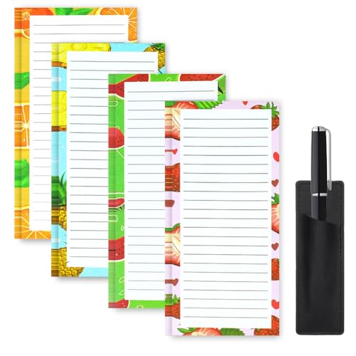 Yajesy Magnetischer Einkaufslistenblock für Kühlschrank, To-Do-Listenblock, insgesamt 200 Blatt, abreißbar, magnetischer Notizblock für Kühlschrank, 21 x 8,5 cm (Fruit-A) von Yajesy
