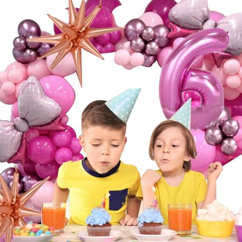 Yajexun Rosa Ballon-Geburtstagsparty-Set, rosa Geburtstagsdekorationen | Rosa Schleifen- und Zahlen-Geburtstagsdekorations-Luftballons-Set | Latex-Luftballons in Rosa, rosa Metall-Latex-Luftballons von Yajexun