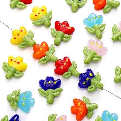 Bunte Tulpenblumen-Perlen für Schmuckherstellung, Armband, Perlen-Kits, Frühlingsblumen, Lampwork-Glasperlen für Armbänder, Ohrringe, Charms, dekorative Abstandshalter, Perlen, DIY Bunte Tulpenblumen-Perlen für Schmuckherstellung, Armband, Perlen-Kits, Frühlingsblumen, Lampwork-Glasperlen für Armbänder, Ohrringe, Charms, dekorative Abstandshalter, Perlen, DIY von Yajuo