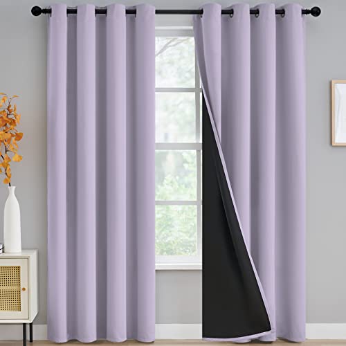 Yakamok Verdunkelungsvorhänge für Schlafzimmer, 100 % Verdunkelung, 248 cm Länge, vollständig lichtblockierende Vorhänge mit schwarzer Rückseite, geräuschreduzierend, wärmeisoliert, Lila, 2 Bahnen Yakamok Verdunkelungsvorhänge für Schlafzimmer, 100 % Verdunkelung, 248 cm Länge, vollständig lichtblockierende Vorhänge mit schwarzer Rückseite, geräuschreduzierend, wärmeisoliert, Lila, 2 Bahnen von Yakamok