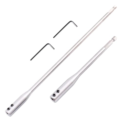 Yakamoz 1/4 Zoll Sechskantschaft Bohrerverlängerungs-Set – 2 Stück Holzspaten Bohrerverlängerung Bithalter 15,2 cm und 30,5 cm Bohrerverlängerung mit Schraubenschlüssel für Holzwender, Möbel von Yakamoz