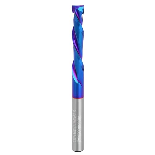 Yakamoz Vollhartmetall-Kompressions-Bündigfräser-Bit, 1/4-Zoll-Schaft nach oben nach unten geschnitten, Spiralfräser, CNC-Schaftfräser-Werkzeug, 6,35 mm Schnittdurchmesser, 3,8 cm Schnittlänge Yakamoz Vollhartmetall-Kompressions-Bündigfräser-Bit, 1/4-Zoll-Schaft nach oben nach unten geschnitten, Spiralfräser, CNC-Schaftfräser-Werkzeug, 6,35 mm Schnittdurchmesser, 3,8 cm Schnittlänge von Yakamoz