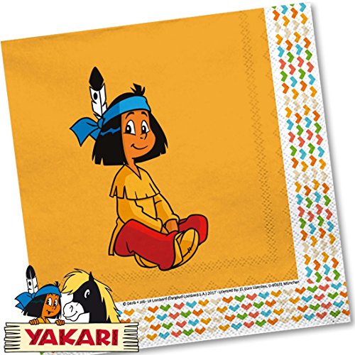 Yakari 20 Servietten Kinderparty und Kindergeburtstag von DH-Konzept // Indianer Indianerjunge Sioux Kleiner Donner Napkins Papierservietten Party Set von Yakari