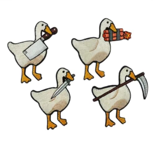 Funny Animal Iron on Patches Set, Embroidered Duck and Frog Designs with Weapons, Tactical Moral Patches for Clothing (Duck) von Yakiki