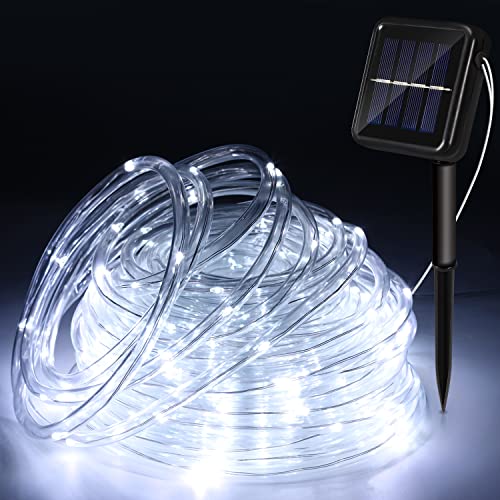 Yakimz 300 LEDs Lichtschlauch mit 8 Modi, 30M Solar Lichterkette Kaltweiß für Garten Deko - Energiesparend und Wasserdicht, für Innen Außen Deko, Party, Hochzeit, Balkon, Garten von Yakimz