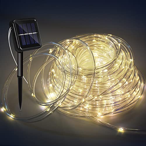 Yakimz 300 LEDs Lichtschlauch mit 8 Modi, 30M Solar Lichterkette Warmweiß für Garten Deko - Energiesparend und Wasserdicht, für Innen Außen Deko, Party, Hochzeit, Balkon, Garten von Yakimz