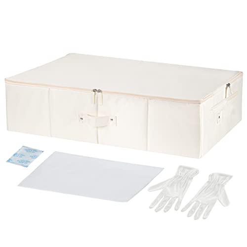 Yakucho Hochzeitskleid-Box – Konservierungsbox mit 20 Blatt säurefreiem Seidenpapier zur Aufbewahrung von Hochzeitskleidern, Aufbewahrungsbox-Set (beige) von Yakucho