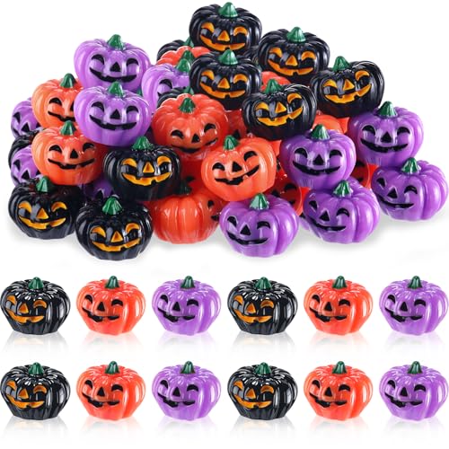 Yalikop 60 Stück Mini-Kürbis aus Kunstharz, Halloween-Miniatur-Grimasse, Kürbis, kleine Gemüsedekoration für Halloween, Thanksgiving, Herbst, Ernte, Festival, Party, Basteln, Heimtischdekoration von Yalikop
