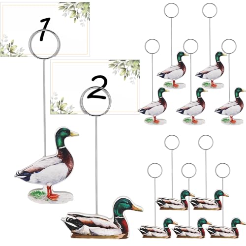 Yalikop Tischkartenhalter aus Holz, doppelseitig, niedliches Stockentenentenmuster, Tischnummernhalter, Fotomenü, Memo-Clips, Dekoration für Mottoparty, Geburtstagsparty, Babyparty, Party, 12 Stück Yalikop Tischkartenhalter aus Holz, doppelseitig, niedliches Stockentenentenmuster, Tischnummernhalter, Fotomenü, Memo-Clips, Dekoration für Mottoparty, Geburtstagsparty, Babyparty, Party, 12 Stück von Yalikop