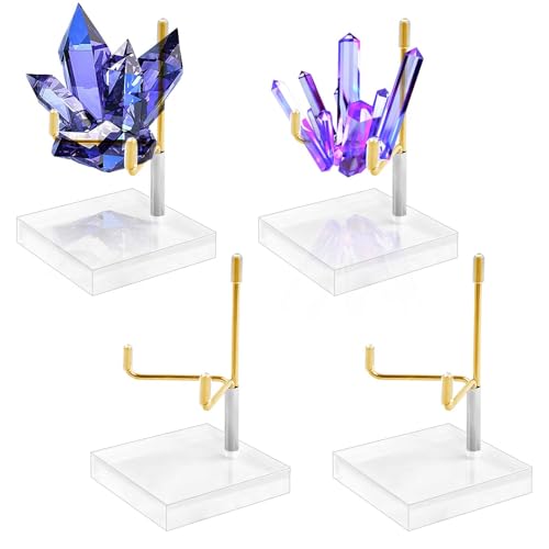 Yallmie 4 Stück Verstellbarer Metallarm Display Ständer, Kristall Display Ständer mit Quadratisch Acrylsockel, Display Halter für Geoden, Fossilien, Mineralien, Kristalle, Coin, Sammlerstücke (Gold) Yallmie 4 Stück Verstellbarer Metallarm Display Ständer, Kristall Display Ständer mit Quadratisch Acrylsockel, Display Halter für Geoden, Fossilien, Mineralien, Kristalle, Coin, Sammlerstücke (Gold) von Yallmie