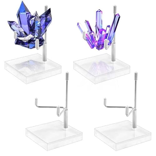 Yallmie 4 Stück Verstellbarer Metallarm Display Ständer, Kristall Display Ständer mit Quadratisch Acrylsockel, Display Halter für Geoden, Fossilien, Mineralien, Kristalle, Coin, Sammlerstücke (Silber) Yallmie 4 Stück Verstellbarer Metallarm Display Ständer, Kristall Display Ständer mit Quadratisch Acrylsockel, Display Halter für Geoden, Fossilien, Mineralien, Kristalle, Coin, Sammlerstücke (Silber) von Yallmie