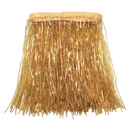 Yalulu 1 Yards Fransenborte mit Perlen, 15cm breit, Lange Glasperlen Fransen Spitze Besatz Quastenband Dekoration für Kleider, Kleidung und Bastelarbeiten (Gold) von Yalulu