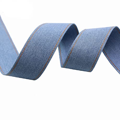 Yalulu 10 Meter Denim Bänder Denim Ribbon Fabric, 10/16/25/38mm Wide Denim Streifen Schleifenband Gurtband Stoffband Jeans Stoff zum Nähen Denim Band (25mm, #1) von Yalulu