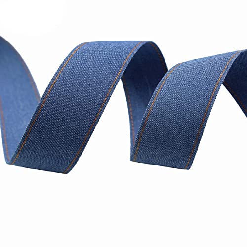 Yalulu 10 Meter Denim Bänder Denim Ribbon Fabric, 10/16/25/38mm Wide Denim Streifen Schleifenband Gurtband Stoffband Jeans Stoff zum Nähen Denim Band (38mm, #2) von Yalulu