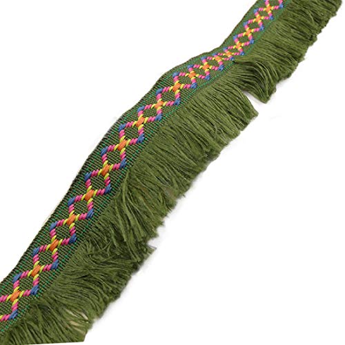 Yalulu 10 Meter Fransen Quaste Besatz aus Polyester Fringe Trim Band für Kleidung DIY Fertigkeit und Dekorieren Nähen Zubehörteil (Armeegrün) von Yalulu
