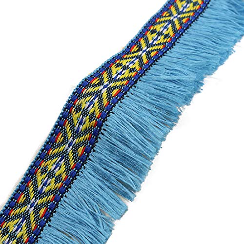 Yalulu 10 Meter Fransen Quaste Besatz aus Polyester Fringe Trim Band für Kleidung DIY Fertigkeit und Dekorieren Nähen Zubehörteil (Blau) von Yalulu