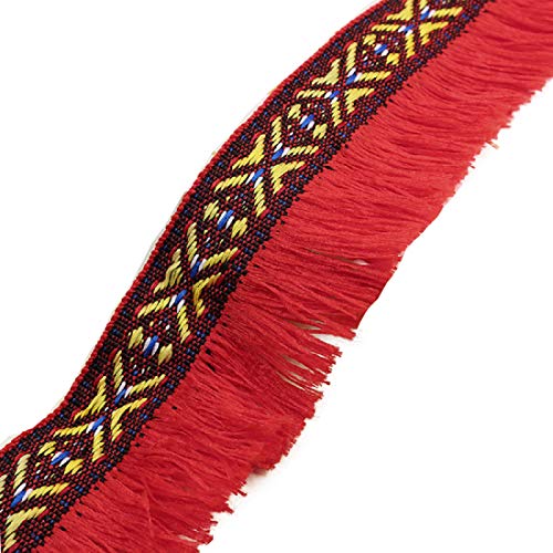 Yalulu 10 Meter Fransen Quaste Besatz aus Polyester Fringe Trim Band für Kleidung DIY Fertigkeit und Dekorieren Nähen Zubehörteil (Rot) von Yalulu