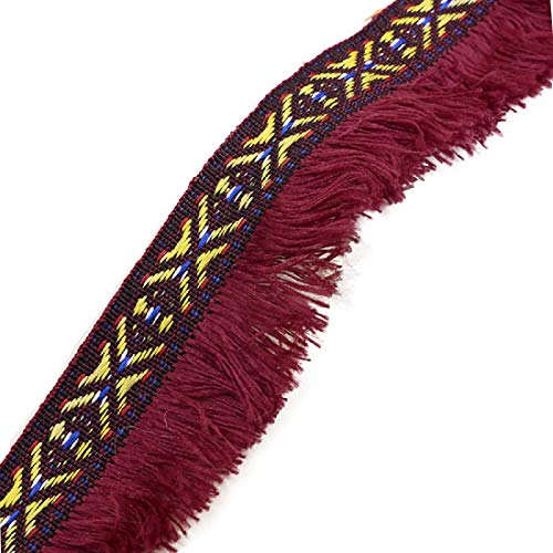 Yalulu 10 Meter Fransen Quaste Besatz aus Polyester Fringe Trim Band für Kleidung DIY Fertigkeit und Dekorieren Nähen Zubehörteil (Weinrot) von Yalulu