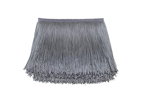 Yalulu 10 Meter Länge 15cm Breite Quaste Seidig Fransen Geschnitten Fransenborte Kostüm Quaste trimmen Garment Apparel Spitzenborte Nähzubehör (Silber) von Yalulu