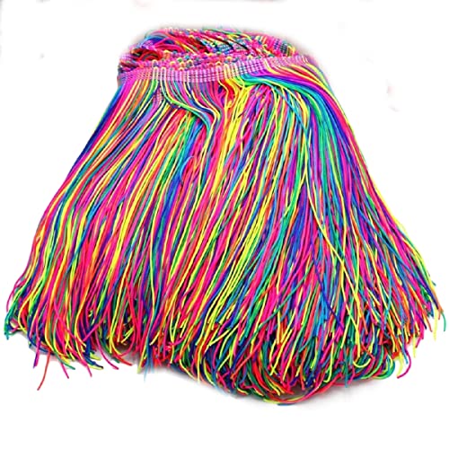 Yalulu 10 Meter Länge 15cm Breite Regenbogen Quaste Seidig Fransen Geschnitten Fransenborte Fransenband Kostüm Quaste Trimmen Garment Apparel Spitzenborte Nähzubehör von Yalulu