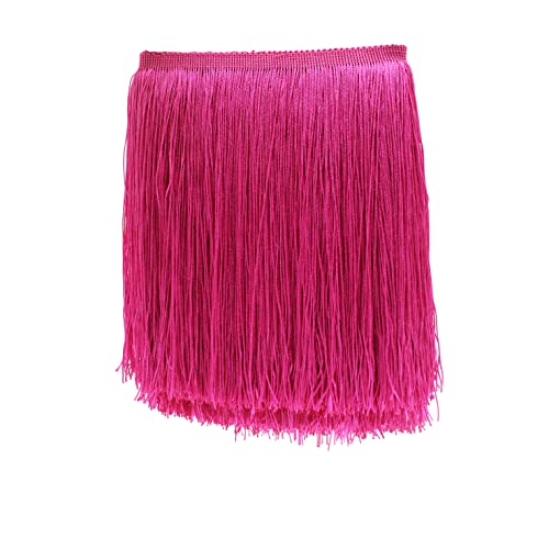 Yalulu 10 Meter Länge 20cm Breite Quaste Schnittfranse Fransen Geschnitten Fransenborte Trimmen Kostüm Lateinisches Kleid Garment Apparel Spitzenborte Nähzubehör (Rosen-Rot) von Yalulu