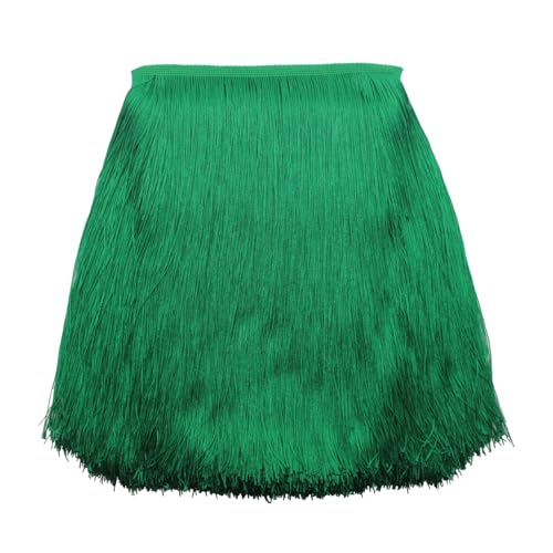 Yalulu 10 Meter Länge 30cm Breite Quaste Schnittfranse Fransen Geschnitten Fransenborte DIY Trimmen Kostüm Lateinisches Kleid Garment Apparel Spitzenborte Nähzubehör (Grün) von Yalulu