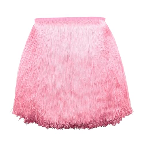 Yalulu 10 Meter Länge 30cm Breite Quaste Schnittfranse Fransen Geschnitten Fransenborte DIY Trimmen Kostüm Lateinisches Kleid Garment Apparel Spitzenborte Nähzubehör (Rosa) von Yalulu