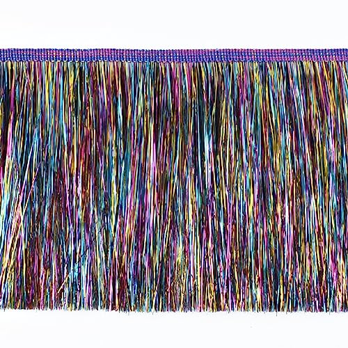Yalulu 10 Meter Pailletten Fransenborte Lametta Fransenborte Metallic Spitze Quaste Fransenborte für DIY Kleidung Latin Dekoration (Mehrfarbig) von Yalulu