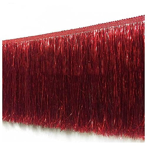 Yalulu 10 Meter Pailletten Fransenborte Lametta Fransenborte Metallic Spitze Quaste Fransenborte für DIY Kleidung Latin Dekoration (Rot) von Yalulu