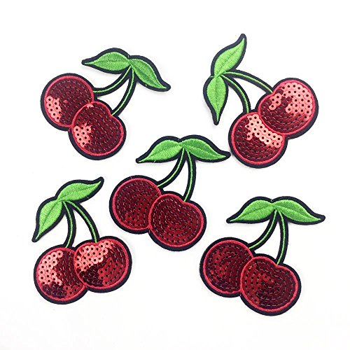 Yalulu 10 Stück 6.5 * 7.5CM Kirschen Pailletten DIY Stickerei Spitze Aufnäher Aufbügler Aufnähen Applikation Iron on Patches Für T-Shirt Jeans Hut Dekor Yalulu 10 Stück 6.5 * 7.5CM Kirschen Pailletten DIY Stickerei Spitze Aufnäher Aufbügler Aufnähen Applikation Iron on Patches Für T-Shirt Jeans Hut Dekor von Yalulu
