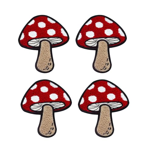 Yalulu 10 Stück Pilz Chenille Patches Aufnäher zum Aufbügeln, Patches Zum AufbüGeln Patch Sticker Gestickte AufnäHer Applikation für T-Shirt Jeans Kleidung Taschen von Yalulu