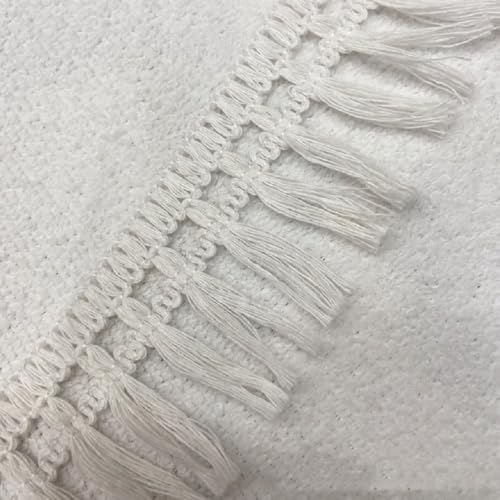 Yalulu 10 Yards Baumwolle Fransenborte Quasten Trim Spitzenborte Fransenbesatz Fransenband Dekoband für Kleidung,Kostüme,DIY Nähen (Weiß) von Yalulu