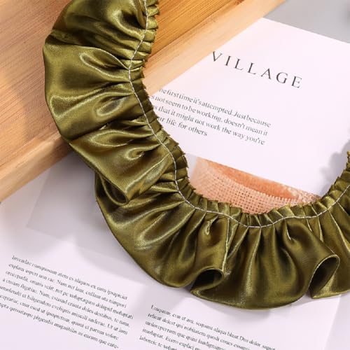 Yalulu 10 Yards Doppelschichten Rüschen Spitzenbesatz, 5.5cm Breit Plissee Stoffband Rüschenbesatz Band Stoffband Spitzenband Für Heimwerker Nähen Basteln (Armeegrün) von Yalulu