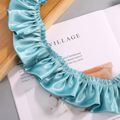 Yalulu 10 Yards Doppelschichten Rüschen Spitzenbesatz, 5.5cm Breit Plissee Stoffband Rüschenbesatz Band Stoffband Spitzenband Für Heimwerker Nähen Basteln (Blau) von Yalulu