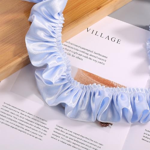 Yalulu 10 Yards Doppelschichten Rüschen Spitzenbesatz, 5.5cm Breit Plissee Stoffband Rüschenbesatz Band Stoffband Spitzenband Für Heimwerker Nähen Basteln (Hellblau) von Yalulu