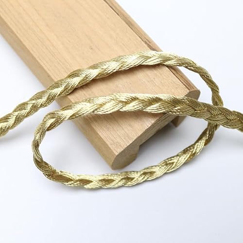 Yalulu 10 Yards Geflochten Zierband Borte aus Dekoband, Drehkordel Borte Geflochtenes Spitzenband Geflochtene Bordüre Stoffborte zum Nähen (Gold) von Yalulu