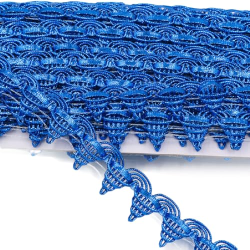 Yalulu 10 Yards Glitzer Pailletten Spitzenband Paillettenband Spitzenborte Geflochten Dekoband Glänzendes Zierband für DIY NäHen Handwerk Verzierungen (Blau) von Yalulu
