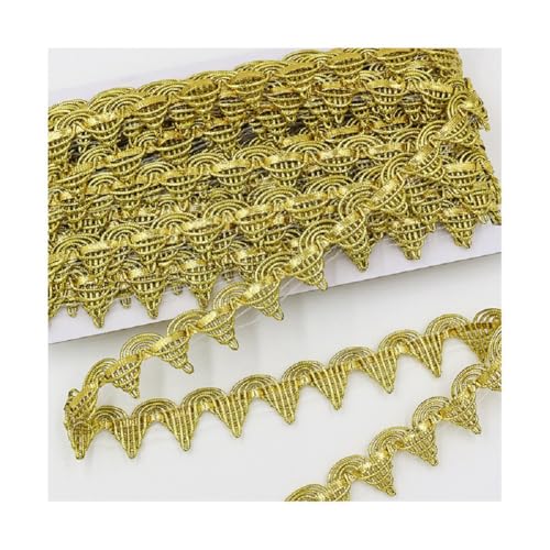 Yalulu 10 Yards Glitzer Pailletten Spitzenband Paillettenband Spitzenborte Geflochten Dekoband Glänzendes Zierband für DIY NäHen Handwerk Verzierungen (Dunkel Gold) von Yalulu