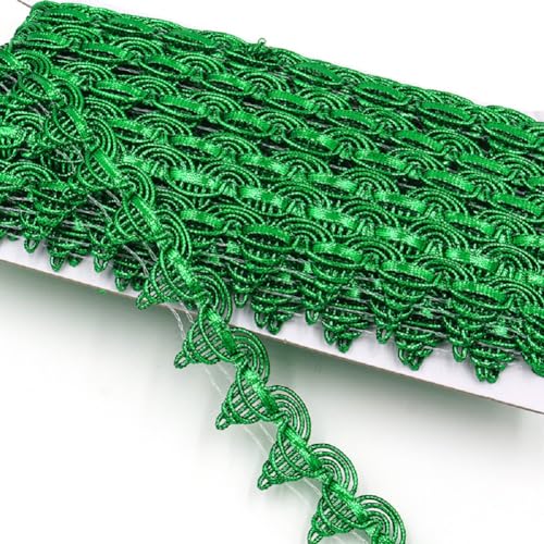 Yalulu 10 Yards Glitzer Pailletten Spitzenband Paillettenband Spitzenborte Geflochten Dekoband Glänzendes Zierband für DIY NäHen Handwerk Verzierungen (Grün) von Yalulu