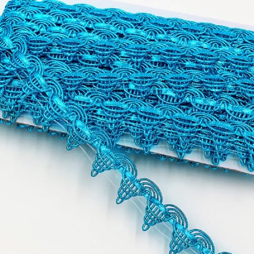 Yalulu 10 Yards Glitzer Pailletten Spitzenband Paillettenband Spitzenborte Geflochten Dekoband Glänzendes Zierband für DIY NäHen Handwerk Verzierungen (Hellblau) von Yalulu